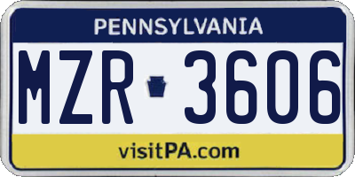 PA license plate MZR3606