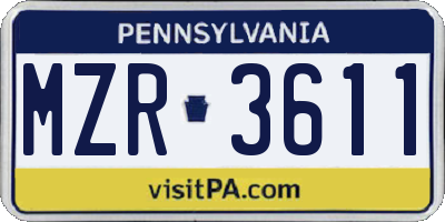 PA license plate MZR3611