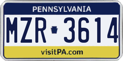 PA license plate MZR3614