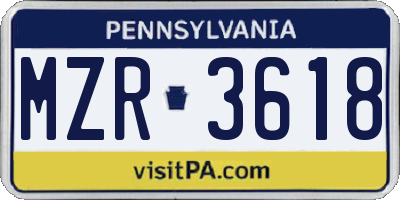 PA license plate MZR3618