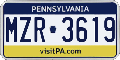 PA license plate MZR3619