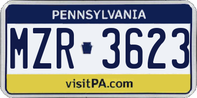 PA license plate MZR3623