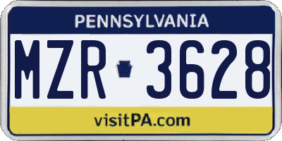 PA license plate MZR3628