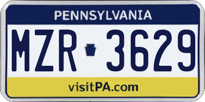 PA license plate MZR3629