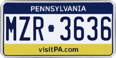 PA license plate MZR3636