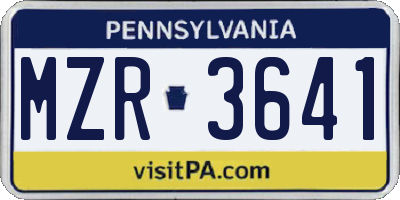 PA license plate MZR3641