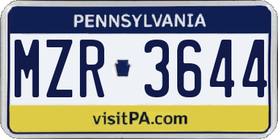 PA license plate MZR3644