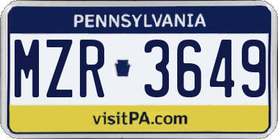 PA license plate MZR3649