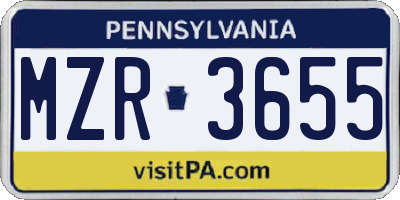 PA license plate MZR3655