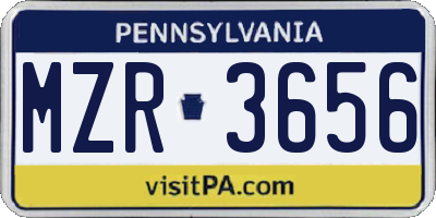 PA license plate MZR3656