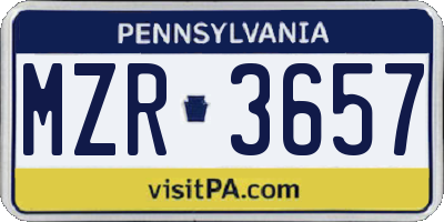 PA license plate MZR3657
