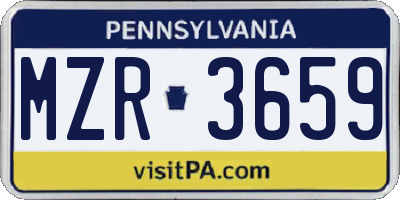 PA license plate MZR3659