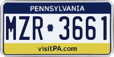 PA license plate MZR3661