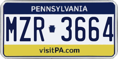 PA license plate MZR3664