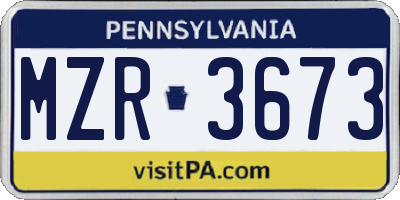PA license plate MZR3673