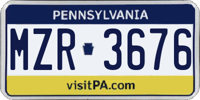 PA license plate MZR3676