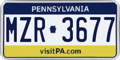 PA license plate MZR3677