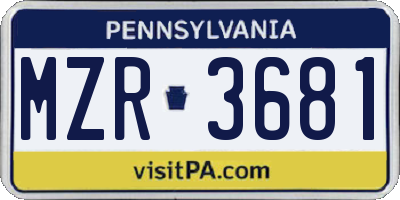 PA license plate MZR3681
