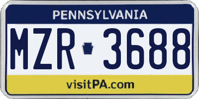 PA license plate MZR3688