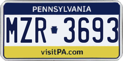 PA license plate MZR3693