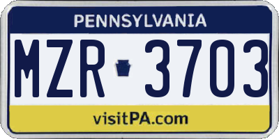 PA license plate MZR3703