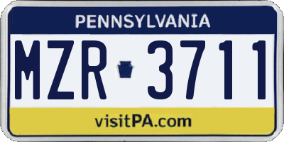 PA license plate MZR3711