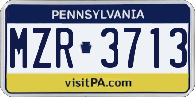 PA license plate MZR3713