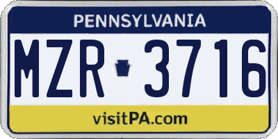 PA license plate MZR3716
