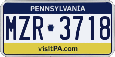 PA license plate MZR3718