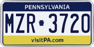 PA license plate MZR3720