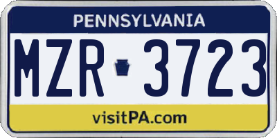 PA license plate MZR3723