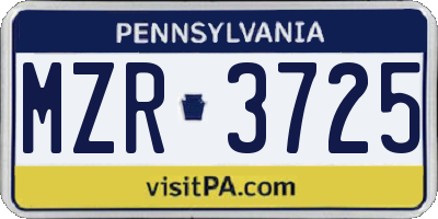 PA license plate MZR3725