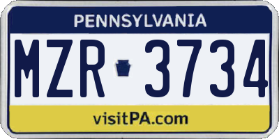 PA license plate MZR3734