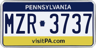 PA license plate MZR3737