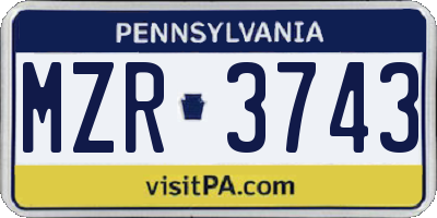 PA license plate MZR3743