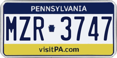 PA license plate MZR3747