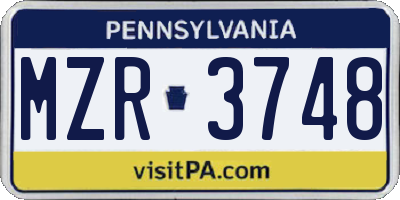 PA license plate MZR3748
