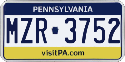PA license plate MZR3752