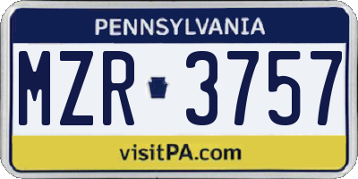 PA license plate MZR3757