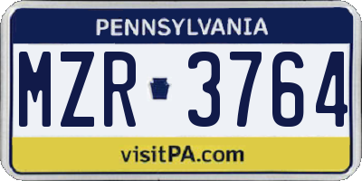 PA license plate MZR3764