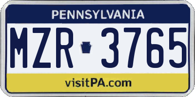 PA license plate MZR3765