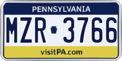PA license plate MZR3766