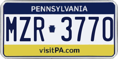 PA license plate MZR3770