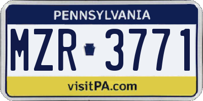 PA license plate MZR3771