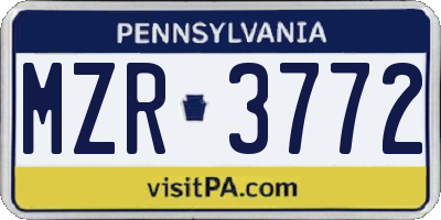 PA license plate MZR3772