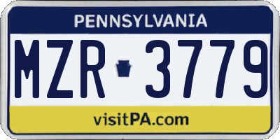 PA license plate MZR3779