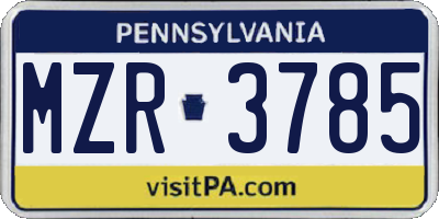 PA license plate MZR3785