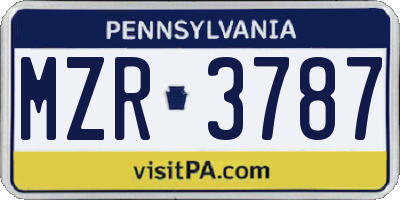 PA license plate MZR3787