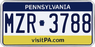PA license plate MZR3788