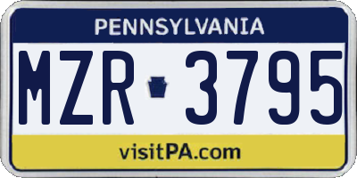 PA license plate MZR3795
